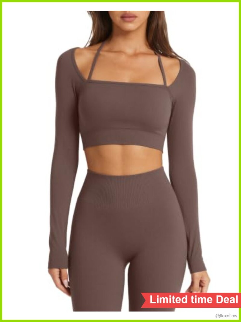 Seamless Ribbed Workout Set Square Neck Crop Top & Leggings